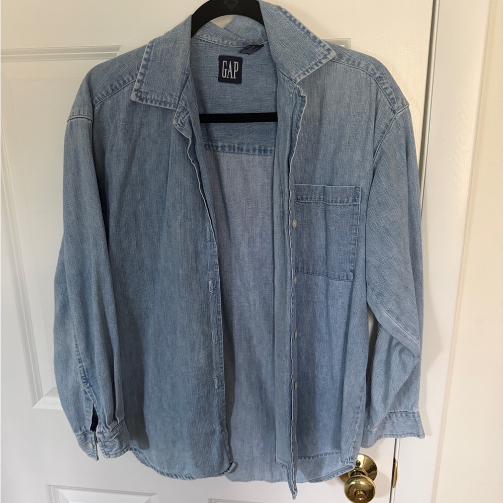 GAP Light Blue Washed Denim Shirt Jacket